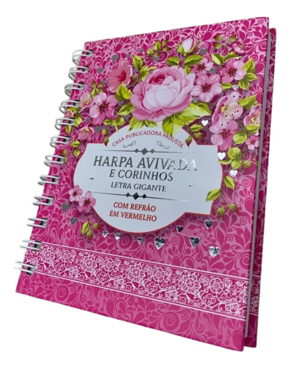 Harpa Grande Letra Hipergigante Capa Dura Espiral Floral Pink - cpp - Image 3