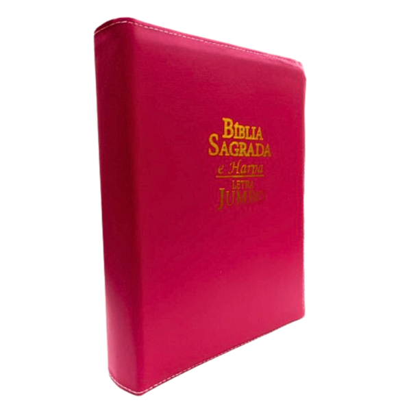 Biblia Letra Jumbo com harpa, com indice e capa com ziper kit com 2, Capa preta e capa pink - Image 3