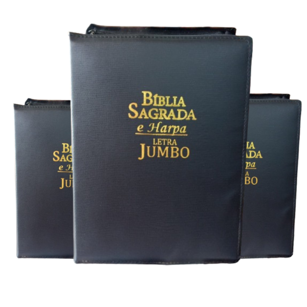 Biblia Letra Jumbo com harpa, com indice e capa com ziper kit com 2, Capa preta e Florida com rosas - Image 7