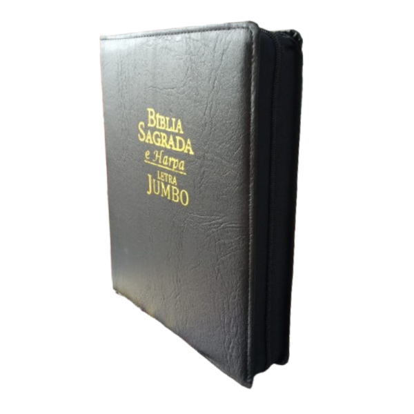 Biblia Letra Jumbo com harpa, com indice e capa com ziper kit com 2, Capa preta e Florida com rosas - Image 6