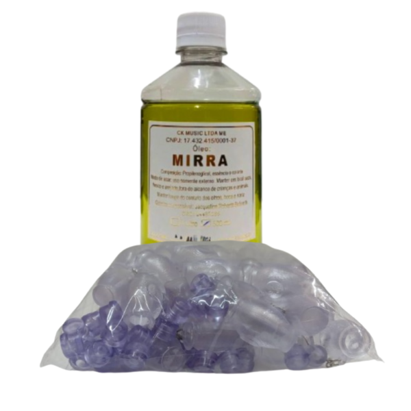 kit Chaveiro Botija Transparente com 48 unidades + Um frasco de óleo ungido de Mirra 500 ML - Imagem 3