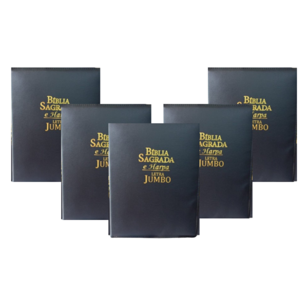 Biblia Letra Jumbo com harpa, com indice e capa com ziper kit com 5 unidades