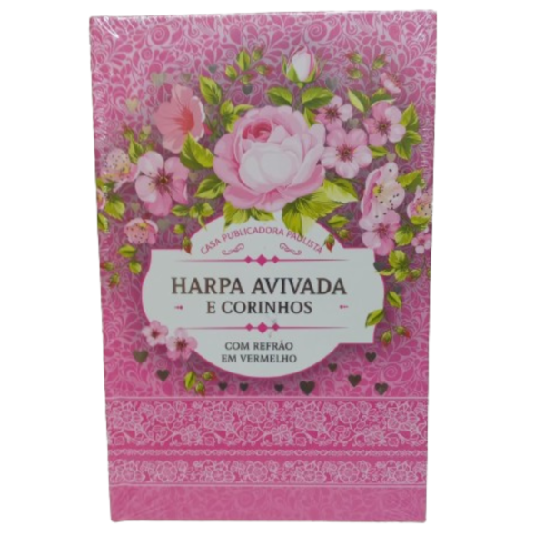 Harpa cristã Grande com letra Hipergingante, floral pink capa dura