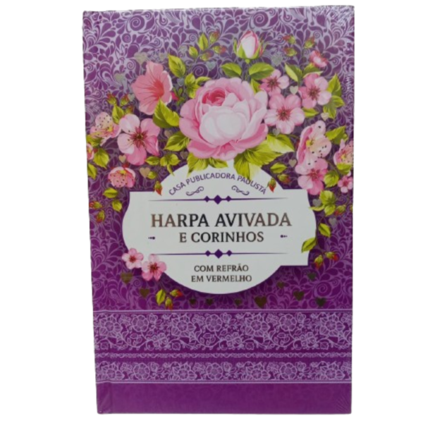 Harpa cristã Grande com letra Hipergingante, floral lilás capa dura
