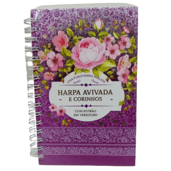 Harpa cristã Grande com letra Hipergingante, Floral lilás espiral
