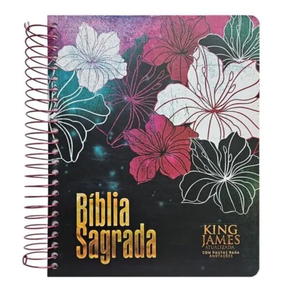 Bíblia Anote com Harpa - Floral Magenta Espiral - king James Atualizada