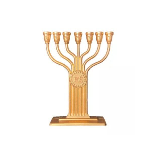 Candelabro pequeno Menorá Cristão Israel Judaico Igreja Dourado 16cm