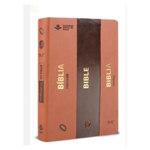 Bíblia Trilíngue Naa Capa Caramelo Luxo Sbb