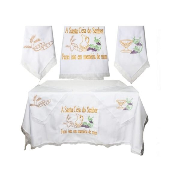 Toalha para mesa santa ceia - Branca 2,00 Mt | Com 3 peças