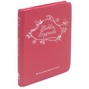Biblia Letra Grande, Capa Pink, Indice Impresso, Ziper