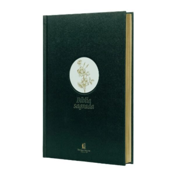 Bíblia Slim NVI, Letra Grande, Tecido verde sobre capa dura, Flor minimalista