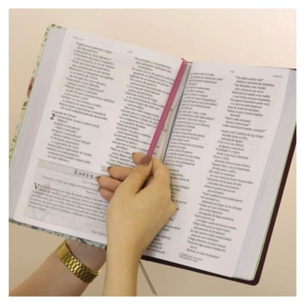 Biblia da Mulher de Fé - Letra Grande NVI - Tecido Vinho Sobre Capa Dura, Aquarela - Imagem 8