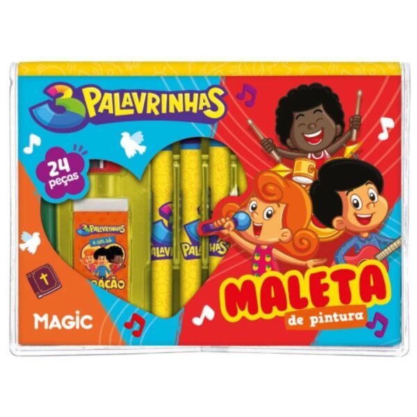 Maleta kit de pintura 24 peças - 3 Palavrinhas