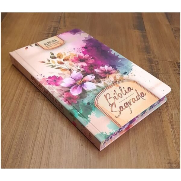 Biblia Slim Capa Dura Arc Harpa E Corinhos - Flores E Folhas - Imagem 2