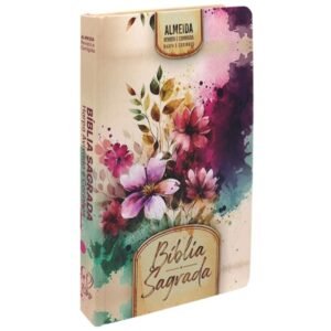 Biblia Slim Capa Dura Arc Harpa E Corinhos - Flores E Folhas