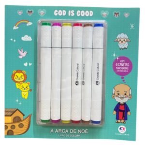 God is Good | A Arca de Noé | Livro de Colorir Com 6 Canetinhas Dupla Ponta