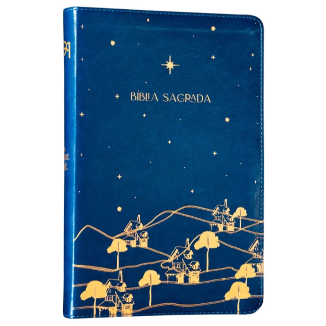 The Purpose Book Bíblia Almeida Século 21 - Capa Couro | Azul Reino