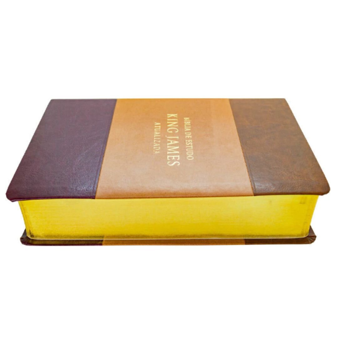 Bíblia De Estudo King James Atualizada | Caramelo, Marrom e vinho - Imagem 3