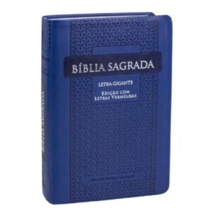 Bíblia Letra Gigante Luxo Rc SBB -  Azul | Palavras Jesus Vermelho