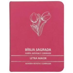Bíblia Letra Grande Com Harpa | Premium Full Color | Ramo de Tlipa Pink