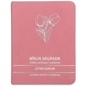 Bíblia Letra Grande Com Harpa | Premium Full Color | Ramo de Tlipa Rosa