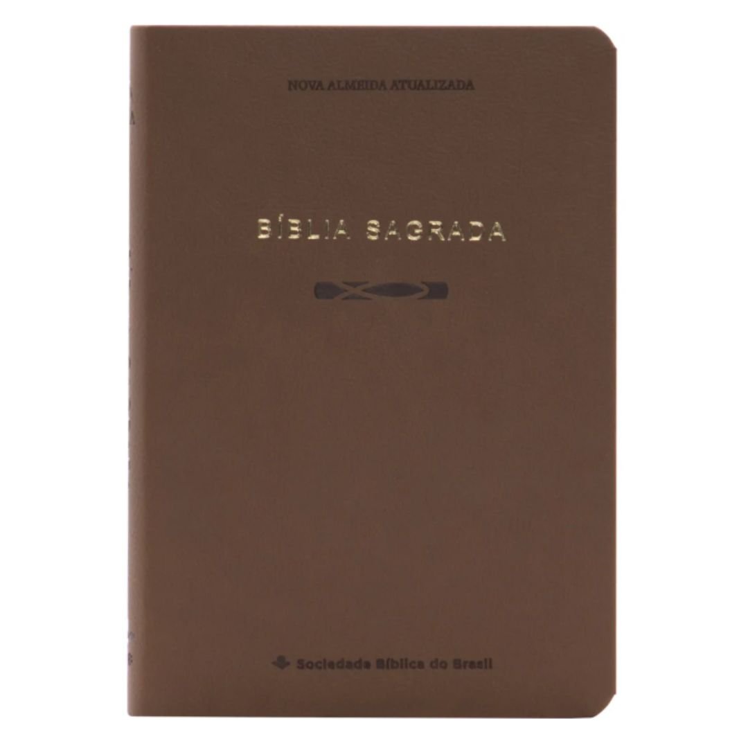 Bíblia Sagrada NAA Slim | Capa em couro sintético, Marrom
