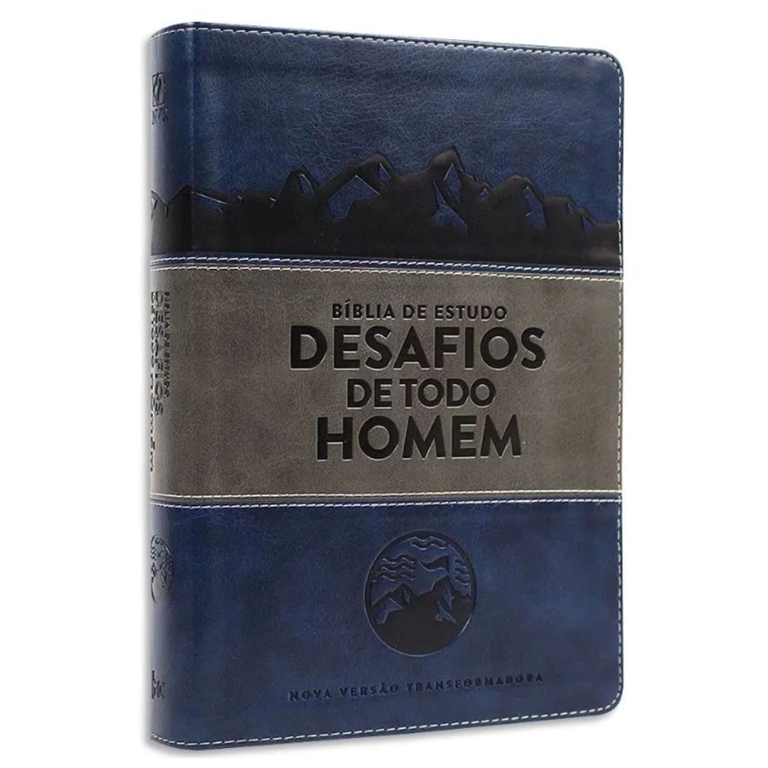 Biblia de Estudo Desafios de Todo Homem | Azul e Cinza - Imagem 2