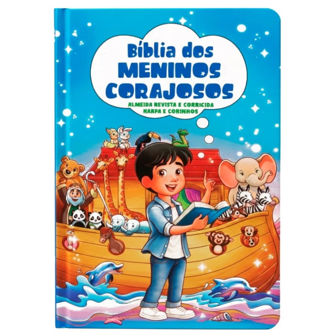BÍBLIA DOS MENINOS CORAJOSOS - CAPA DURA - AZUL | COM HARPA