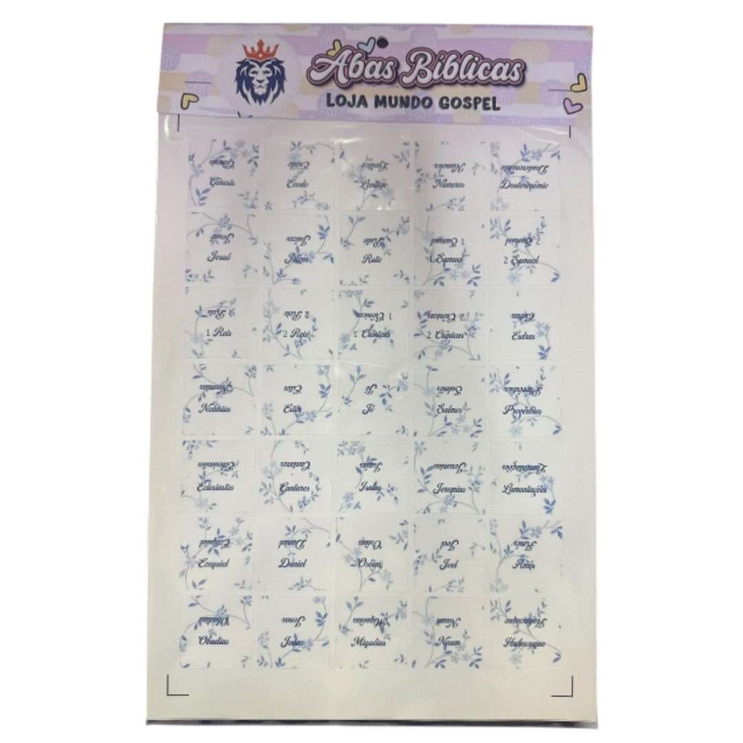 Abas Adesivas para Bíblia | Índice | Floral Azul